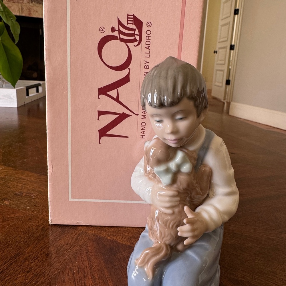 Nao by Lladro Boy with Dog Figurine